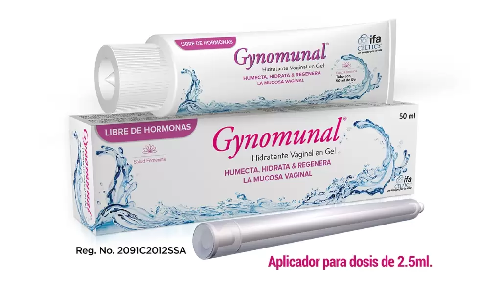 Gynomunal es un gel vaginal hidratante con un aplicador para administrar diseñado para aliviar los síntomas durante el tratamiento para la resequedad vaginal para así regresar la hidratación a la zona íntima y a la vez funcionando como lubricante vaginal durante las relaciones sexuales.